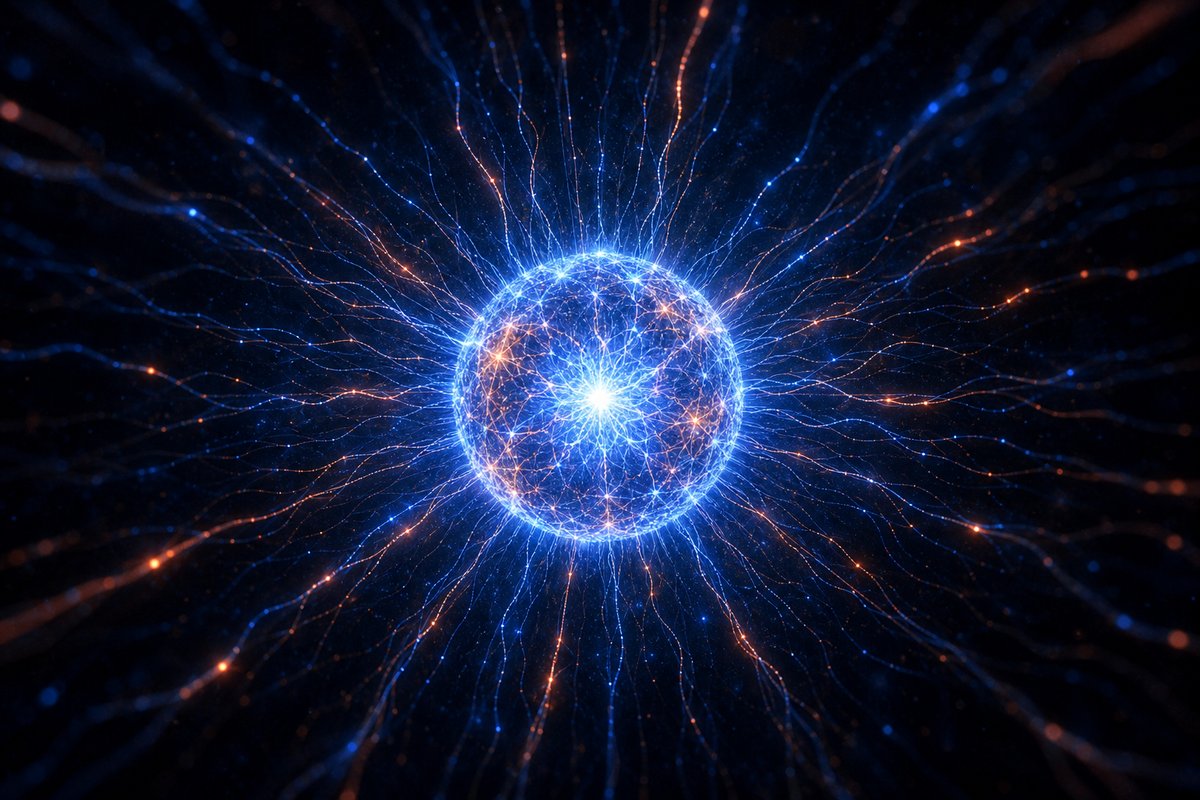An AI accelerator board rim-lit in electric blue on a dark reflective surface